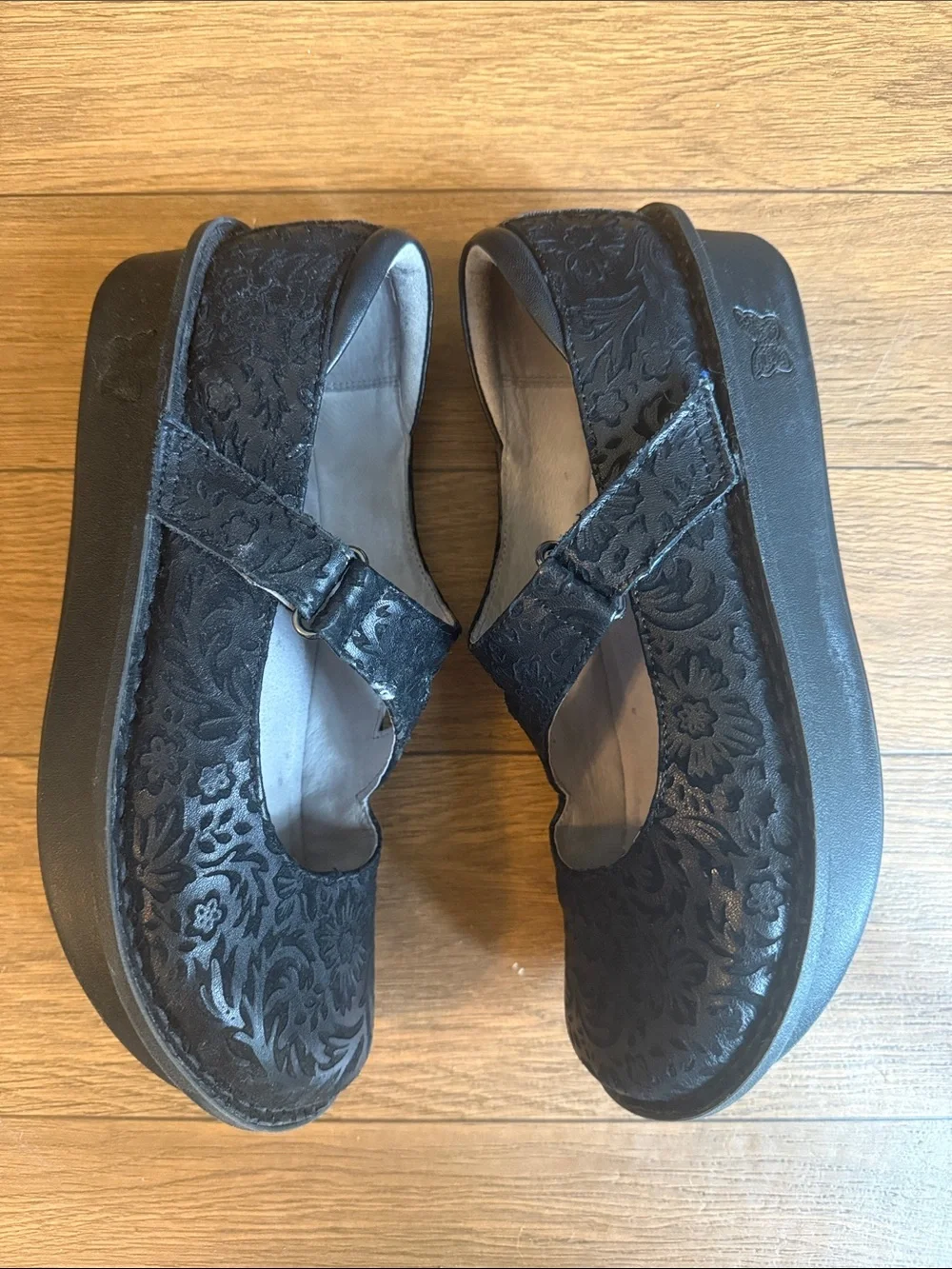 Alegria Black Floral Mary Jane Shoes